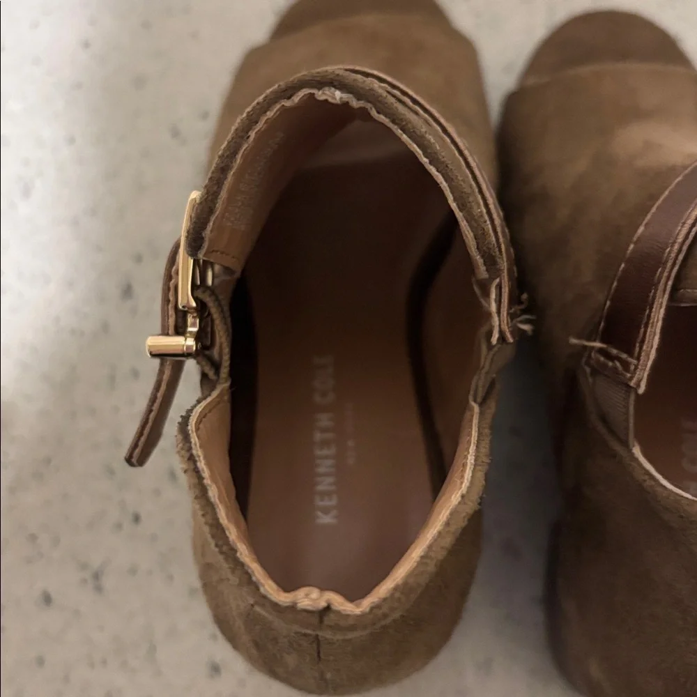 Kenneth Cole Toddler Girls Peep Toe Ankle Strap Booties Brown Size 11